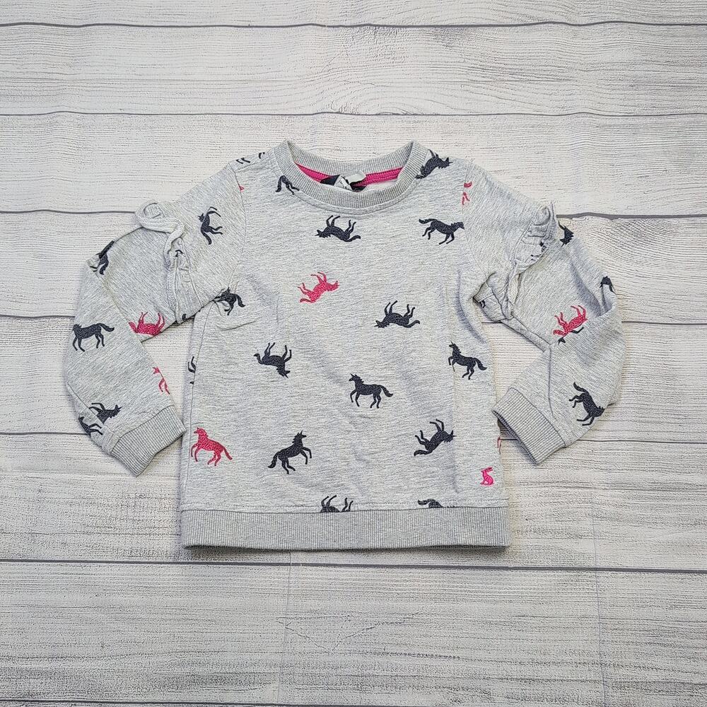 6 Joules Ruffled Glitter Horse Pullover